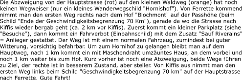 Die Abzweigung von der Hauptstrasse